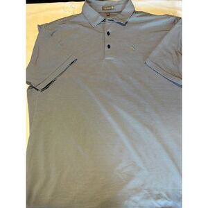 Peter Millar Striped‎ Polo Golf Shirt Performance Stretch Casual Sport, Mens